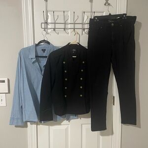 Ana Black Jacket with Gold Accents sz16 jeans j crew shirt